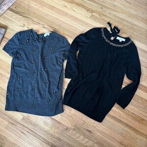 Loft Work Top Bundle - Bejeweled Short Sleeve and Long Sleeve Tops - Small Petit